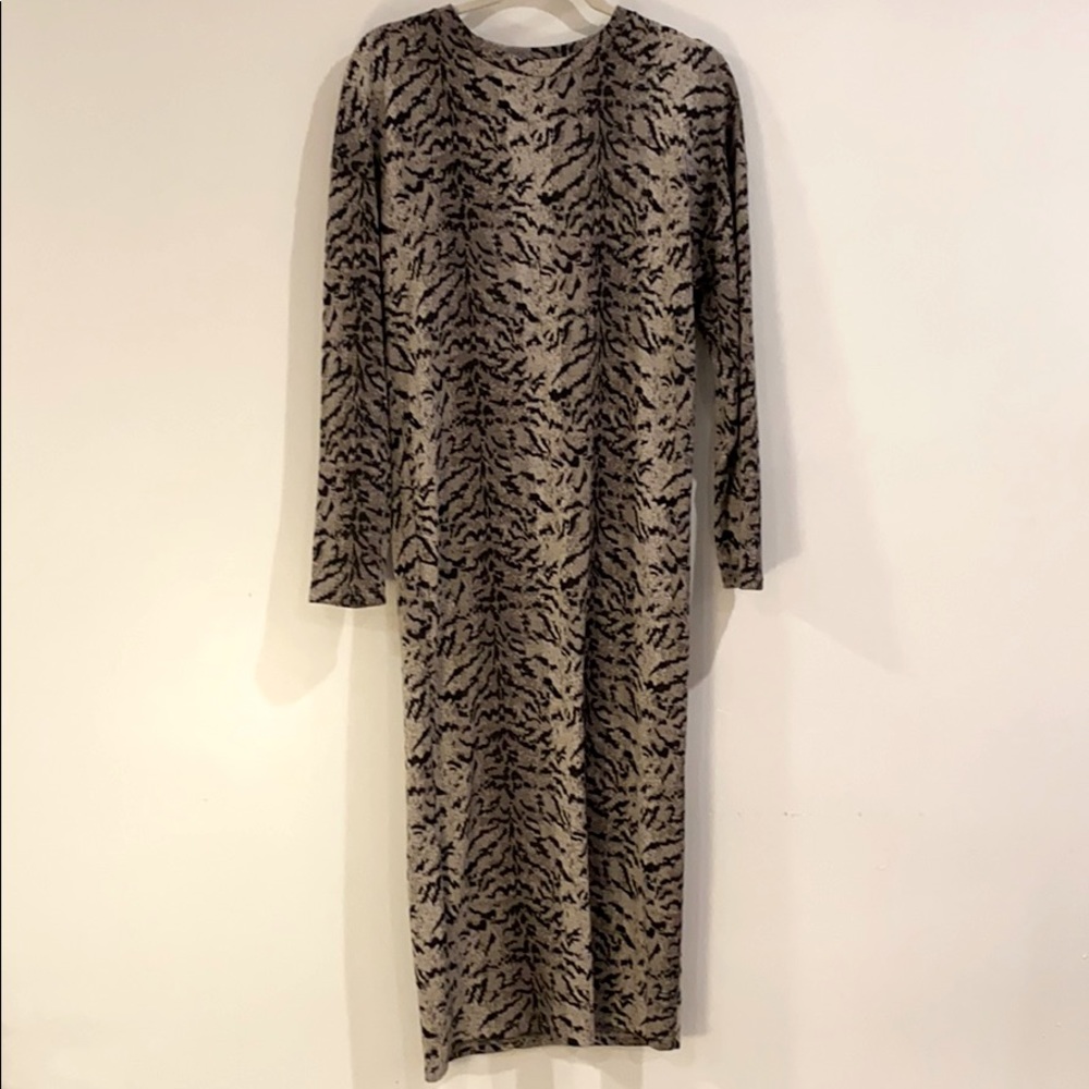 ZARA | Animal Print Long Sleeve Maxi Dress